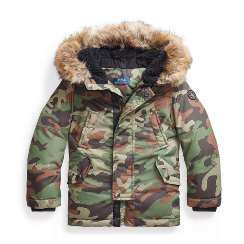 Polo by Ralph Lauren Kids Green Camouflage Puffer Coat